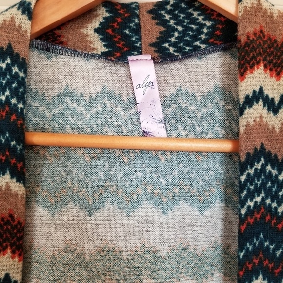 Anthropologie Alya Aztec Western Striped Zig Zag Open Front Cardigan Size Small - Picture 4 of 5